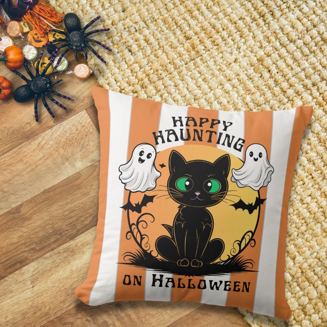 Oreiller de Halloween Chat Noir Bonne Chasse (Créateur téléchargé)