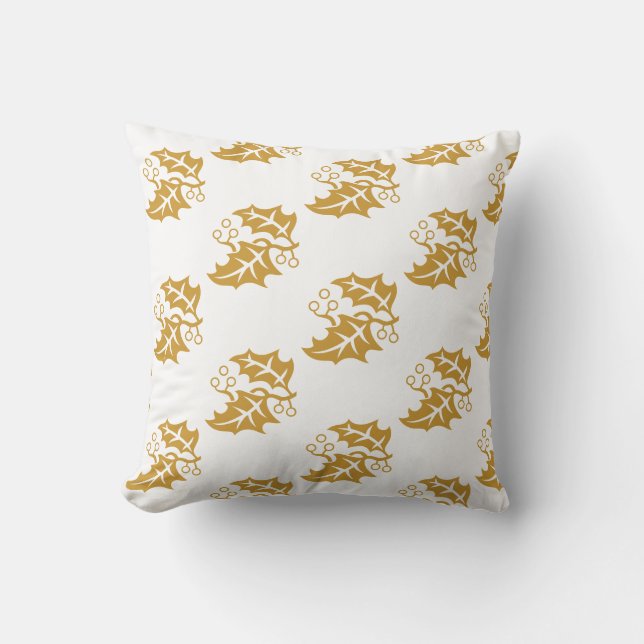 Oreiller de houx doré pour les fêtes (Recto)