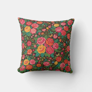 Oreiller de jardin de roses folkloriques mexicaine