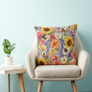 Oreiller de jardin floral coloré – Coussin de fleu