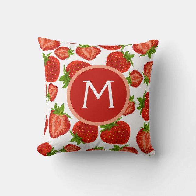 Oreiller de jet à monogramme rouge frappant frambo (Recto)