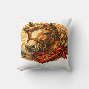 Oreiller de jet avec bandana de cheval western rét