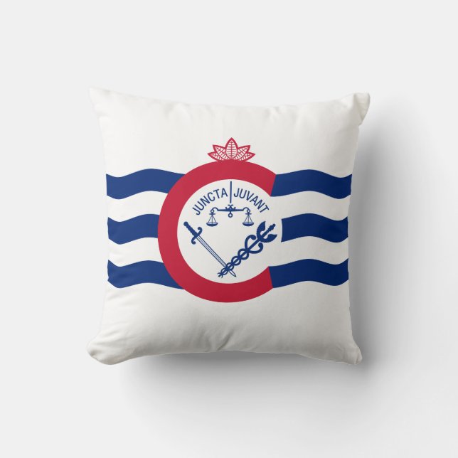 Oreiller de jet avec drapeau de Cincinnati, Ohio (Recto)