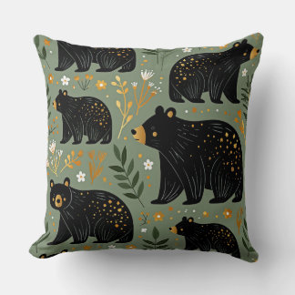 Oreiller de jet Black Bear, décoration intérieure
