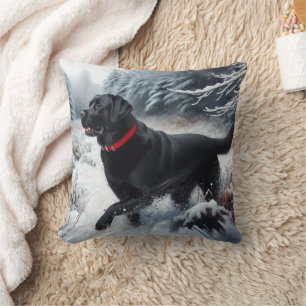 Oreiller de jet de chien Labrador Retriever noir d