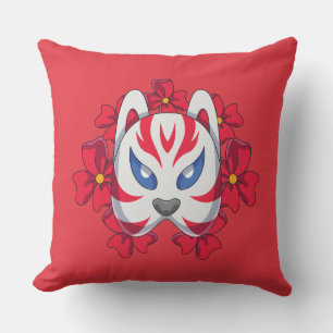 Oreiller de jet de masque de renard Kitsune japona