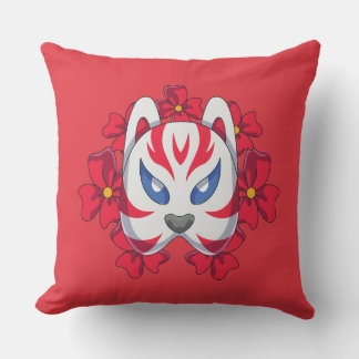Oreiller de jet de masque de renard Kitsune japona