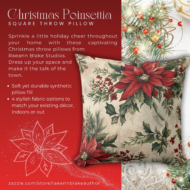 Oreiller de jet de Noël Poinsettia (Créateur téléchargé)