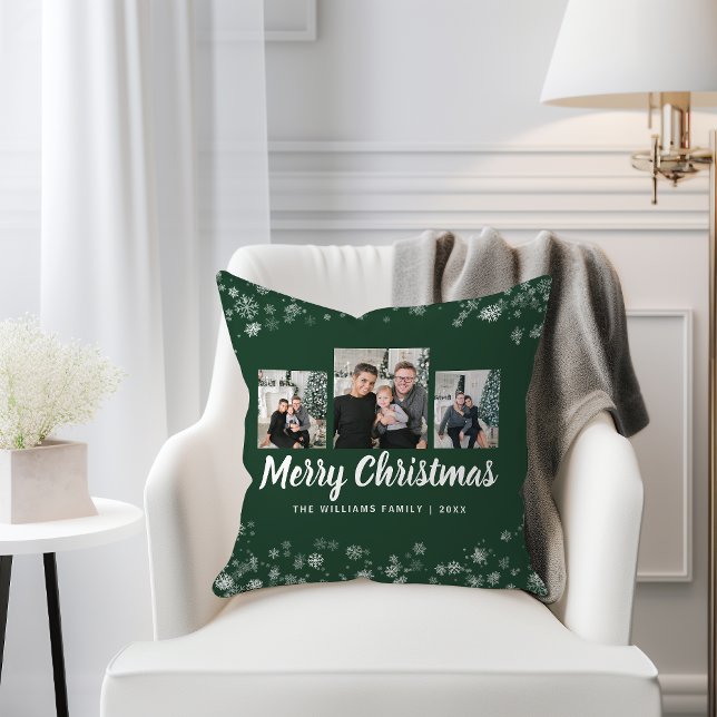 Oreiller de jet de photo de vacances vert (Green Holiday Photo Throw Pillow
)