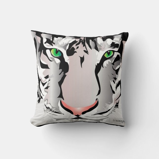 OREILLER DE JET DE TIGER-WHITE/GREY (Recto)