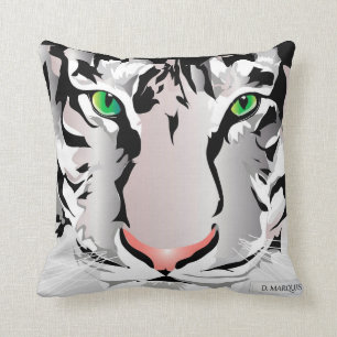 OREILLER DE JET DE TIGER-WHITE/GREY