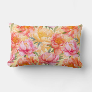 Oreiller de jet en coton Fleurs de pivoine