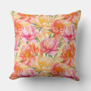 Oreiller de jet en coton Fleurs de Pivoine