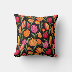 Oreiller de jet en coton Tulipes