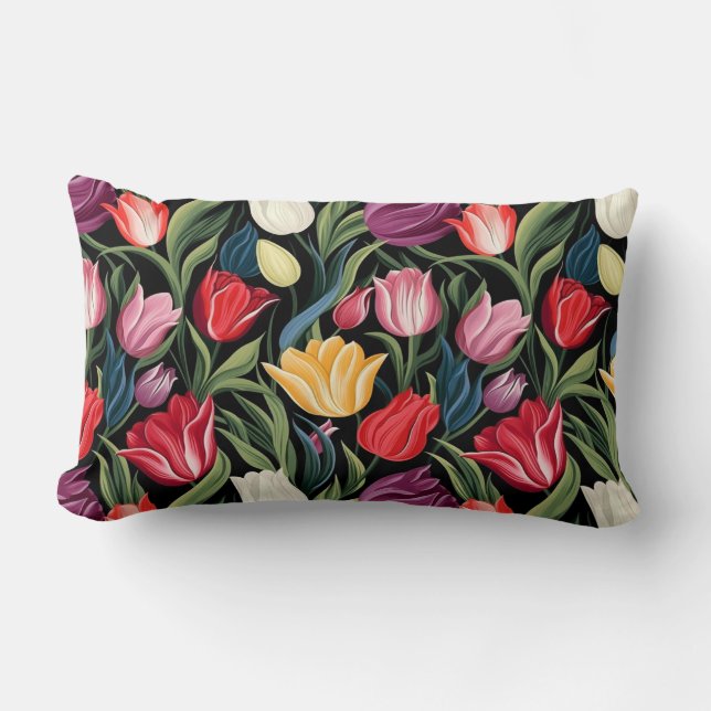 Oreiller de jet en coton Tulipes (Recto)
