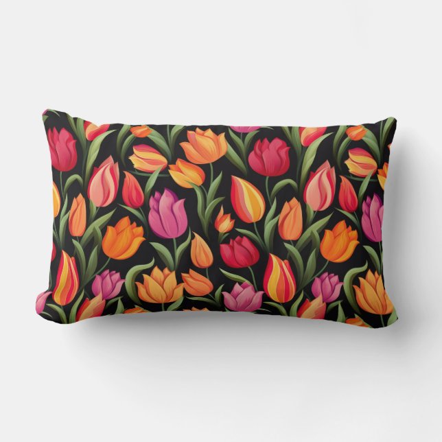 Oreiller de jet en coton Tulipes (Recto)
