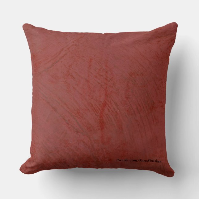 Oreiller de jet en faux fini rouge toscan à motif (Recto)