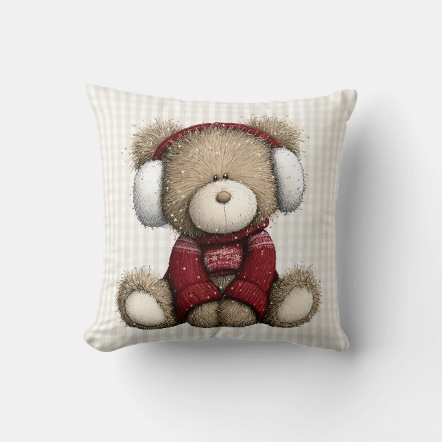 Oreiller de jet en ours en peluche d'hiver (Recto)