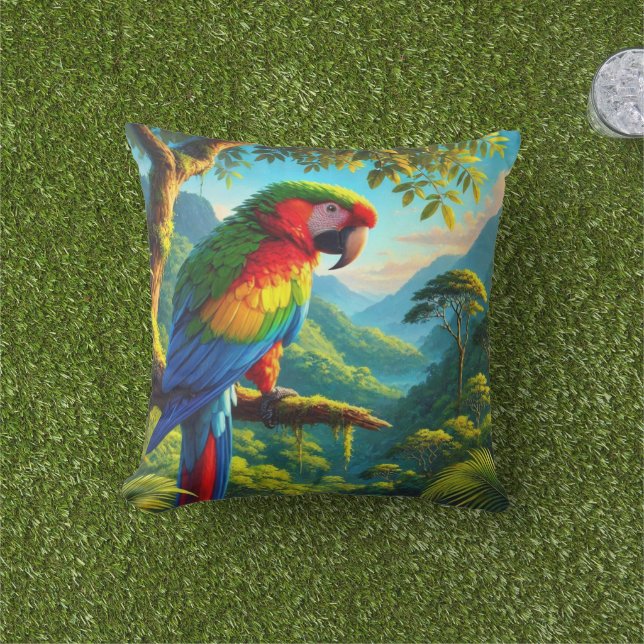 Oreiller de jet extérieur tropical de perroquet Ar (Herbe)