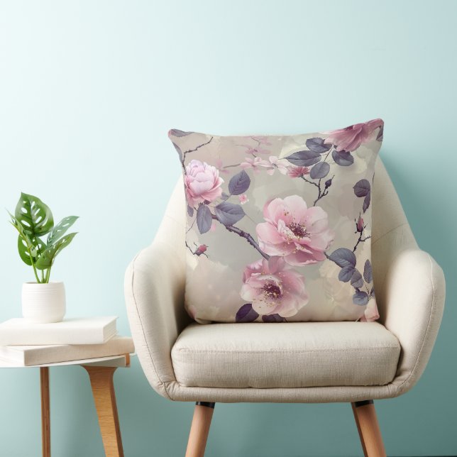Oreiller de jet floral de printemps sur neutre (Chaise)