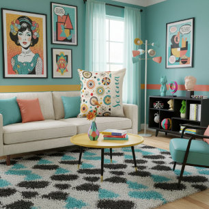 Oreiller de jet géométrique abstrait moderne fanta