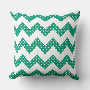 Oreiller de jet Jade Green Dots Chevron