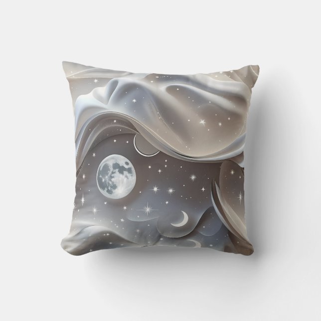 Oreiller de jet - Lune céleste blanc marbre (Recto)