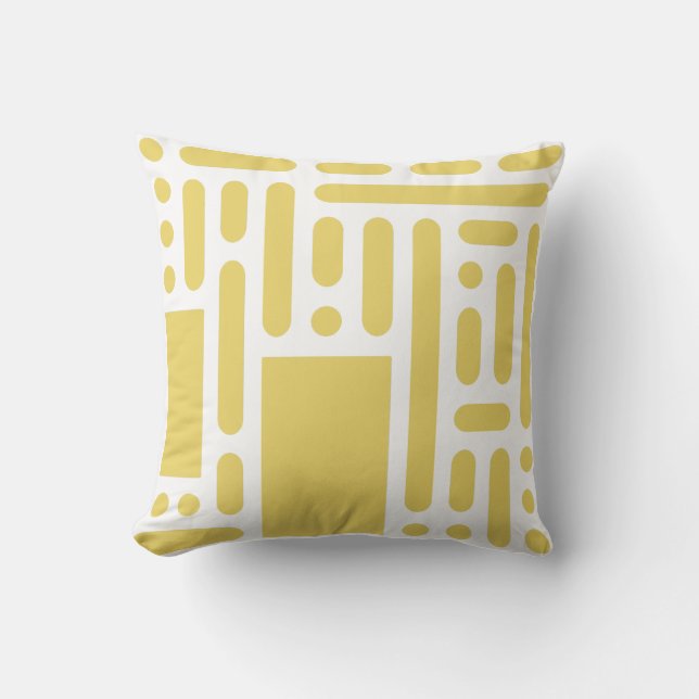 Oreiller de jet moderne abstrait géométrique jaune (Recto)