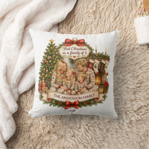 Oreiller de jet moderne pour le premier Noël en fa