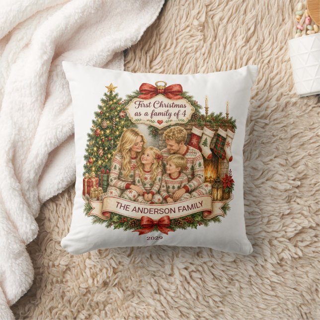 Oreiller de jet moderne pour le premier Noël en fa (Couverture)