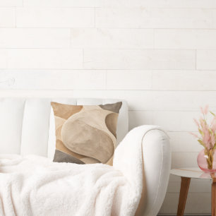 Oreiller de jet organique abstrait beige taupe scu