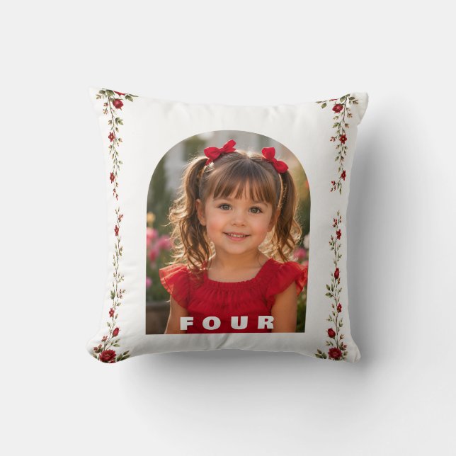 Oreiller de jet pour 4ème anniversaire Fille avec  (Recto)