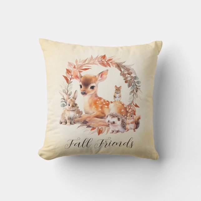 Oreiller de jet pour amis d'automne (Recto)