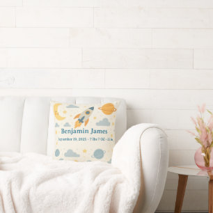 Oreiller de jet pour nurserie fantaisiste espace P