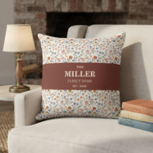 Oreiller de jet vintage floral, nom de famille bot