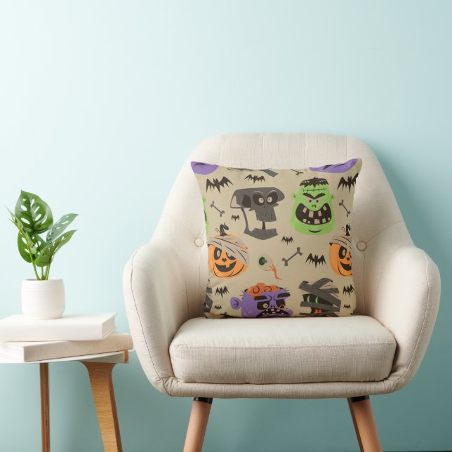 Oreiller de jet vintage Halloween à motif (Chaise)
