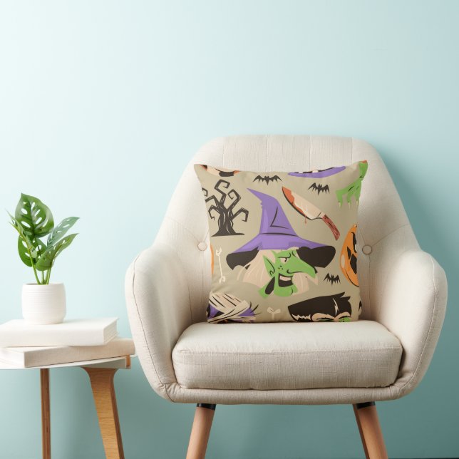 Oreiller de jet vintage Halloween à motif (Chaise)