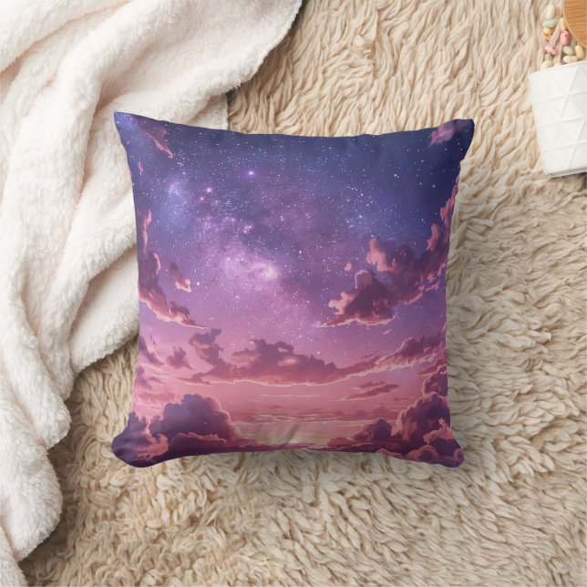Oreiller de jet violet Galaxie Coucher de soleil (Couverture)