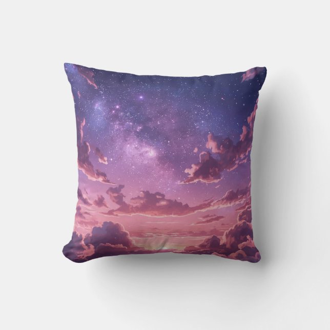 Oreiller de jet violet Galaxie Coucher de soleil (Recto)