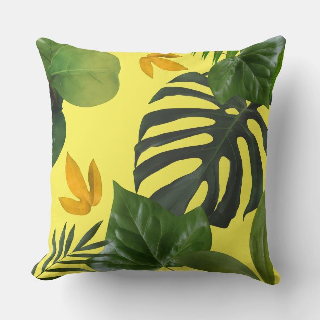 Oreiller de jeté à toile de verdure tropicale enso (Recto)