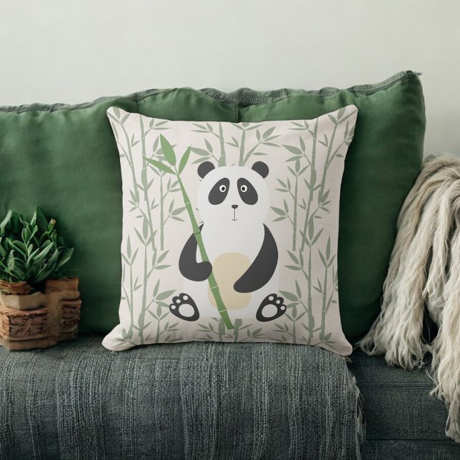 Oreiller de jeté de nurserie de panda mignon (Créateur téléchargé)