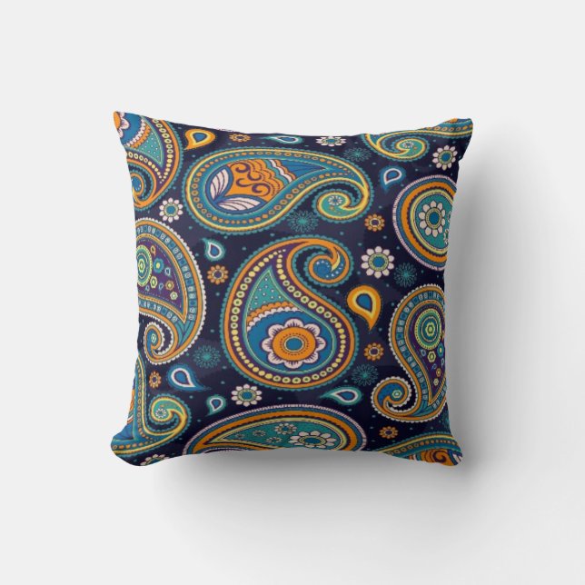 Oreiller de jeté Paisley vintage pour canapé divan (Recto)