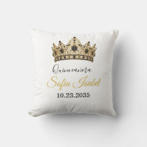 Oreiller de jeté personnalisé Couronne d'or pour Q