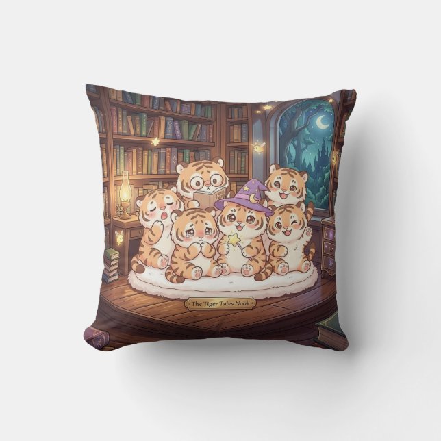 Oreiller de la bibliothèque Cozy Tiger Tales (Recto)