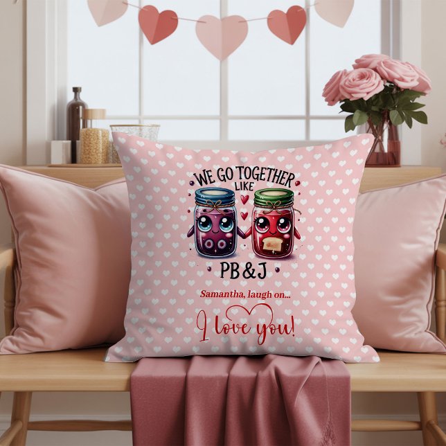 Oreiller de la Saint-Valentin au nom personnalisé, (Custom Name Valentine Pillow Cute Food Art)