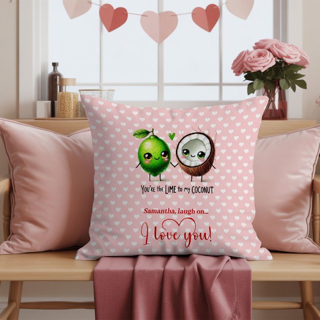 Oreiller de la Saint-Valentin drôle avec fruit mig (Personalized Cute Fruit Pun Funny Valentine Pillow

)
