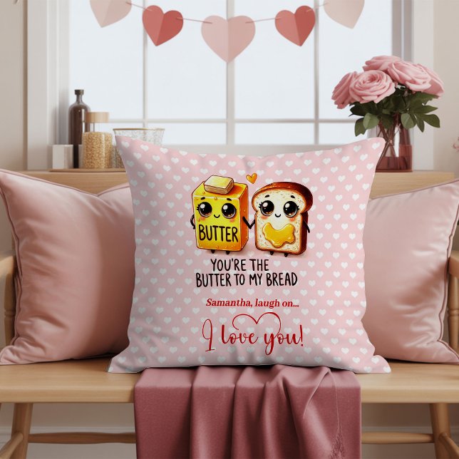 Oreiller de la Saint-Valentin Nourriture Drôle Nom (Custom Name Funny Food Valentine Pillow)