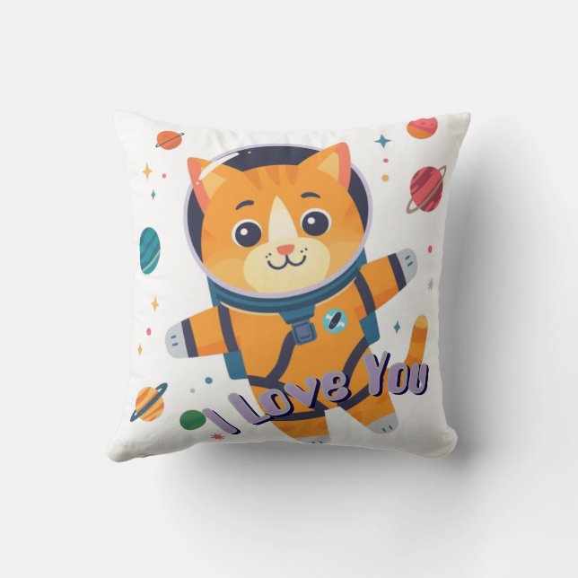 Oreiller de lancement de galaxie Space Cat 40x40cm (Verso)