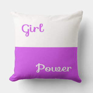Oreiller de lancement Girl Power violet blanc