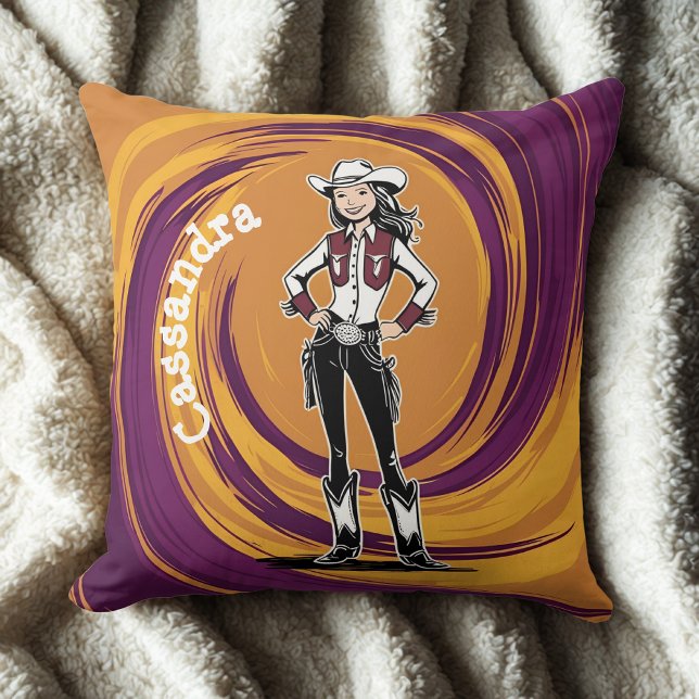 Oreiller de lancer Cowgirl (Créateur téléchargé)